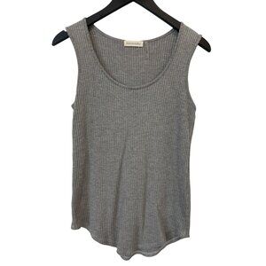 Trouble At The Mill Waffle Knit Tank Top Size Small Sleeveless Scoop Neck Gray